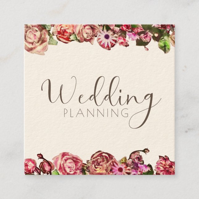 Carte De Visite Carré Wedding planner professionnel Elegant Blush & Pink (Devant)
