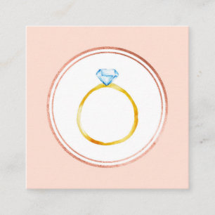 Carte De Visite Carré Wedding planner rose or et rose diamant
