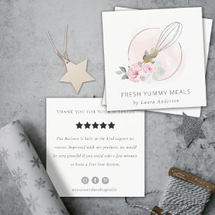 Carte De Visite Carré Whisk Blush Watercolor Floral Chef Review Request