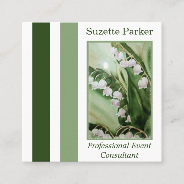 Carte De Visite Carré White Lily of the Valley Event Planner (Devant)