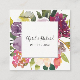 CARTE DE VISITE CARRÉ WHITE YELLOW BLUSH BURGUNDY FLORAL WEDDING WEBSITE