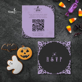 Carte De Visite Carré Witchy Lavender Halloween Quick Response Card