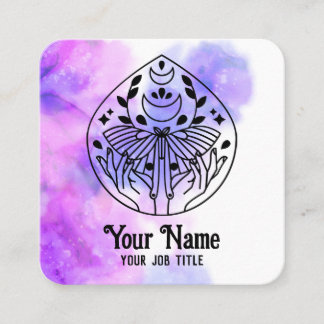Carte De Visite Carré Witchy Mystic Moth Moon Spiritual Business Card