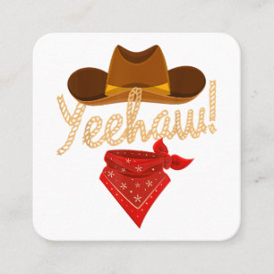 Carte De Visite Carré Yeehaw Western Country Howdy Southern Cowboy Yee H