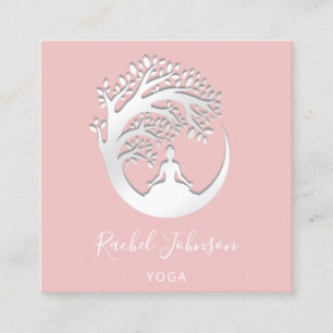 Carte De Visite Carré Yoga Classes École Logo Instructeur QR HealIng