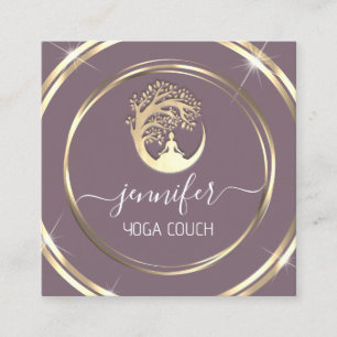 Carte De Visite Carré Yoga Couch Thérapiste Mindfulness QR CODE Fumé