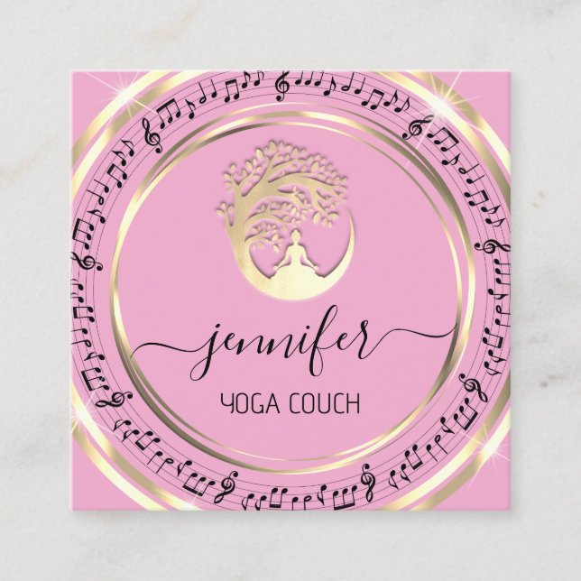 Carte De Visite Carré Yoga Couch Thérapiste Mindfulness QRCODE Musique (Devant)