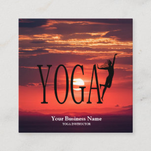 Carte De Visite Carré Yoga coucher de soleil