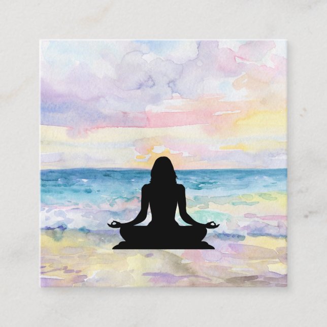 Carte De Visite Carré Yoga de méditation de Mindfulness de lever de (Devant)
