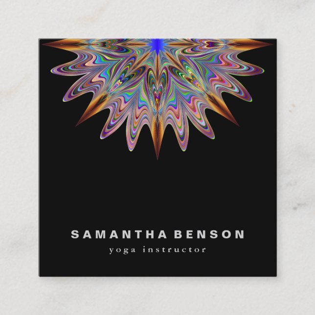 Carte De Visite Carré Yoga élégant de logo de fleur de Lotus (Devant)