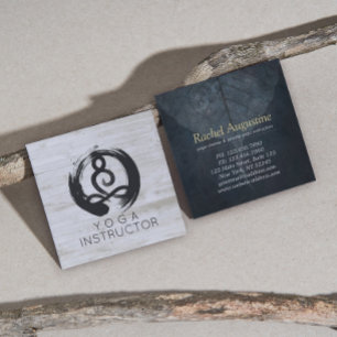 Carte De Visite Carré Yoga Instructeur Studio Méditation Pose Bodhi Leaf