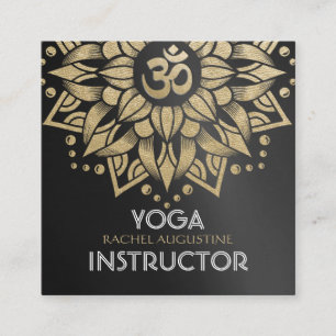 Carte De Visite Carré Yoga Méditation Instructeur or Mandala Om Symbole