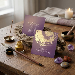 Carte De Visite Carré Yoga Méditation Instructeur Purple Gold ZEN Symbol