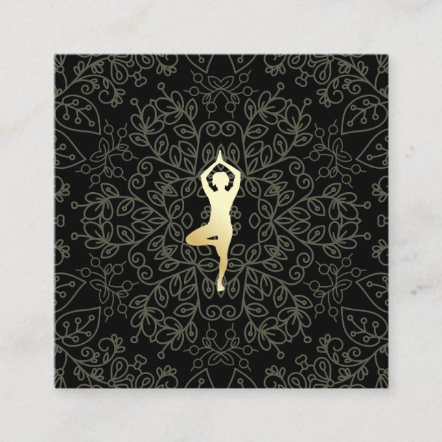 Carte De Visite Carré Yoga Pose Motif naturel (Devant)