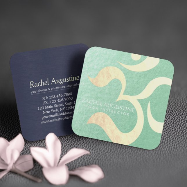 Carte De Visite Carré Yoga Studio Méditation Instructeur Vie Coach OM (Créateur téléchargé)