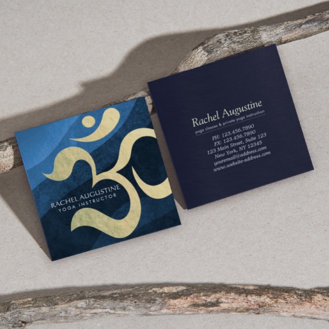 Carte De Visite Carré Yoga Studio Méditation Instructeur Vie Coach OM Sq (Créateur téléchargé)