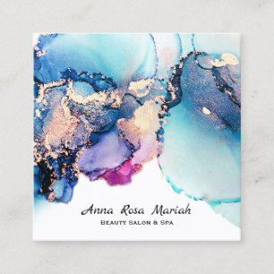 Carte De Visite Carré *~* Yummy Abstrait Turquoise Or doré Turquoise AP2