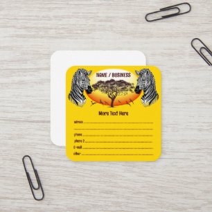 Carte De Visite Carré Zebra African Savanna Wild Animal