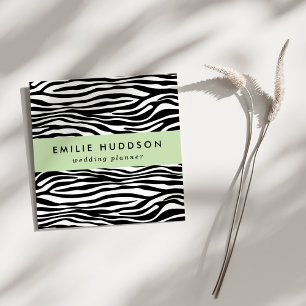 Carte De Visite Carré Zebra Print, Zebra Stripes, Noir Et Blanc