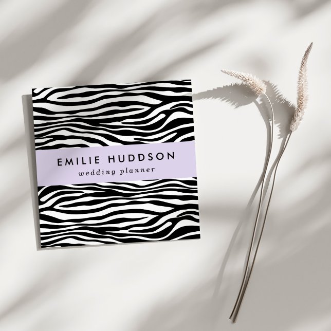 Carte De Visite Carré Zebra Print, Zebra Stripes, Noir Et Blanc (Créateur téléchargé)