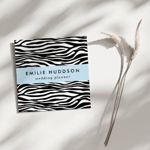 Carte De Visite Carré Zebra Print, Zebra Stripes, Noir Et Blanc