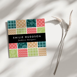 Carte De Visite Carré Zigzag, Chevron, En vichy, Pois, Patchwork