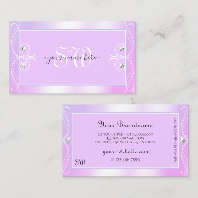 Carte De Visite Carreau rose pastel Parkings Initiales Ornat (Devant / Derrière)