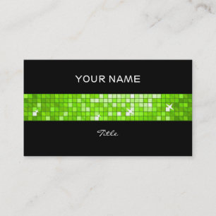 Carte De Visite Carreaux de disco Carrelage vert rayé noir dos
