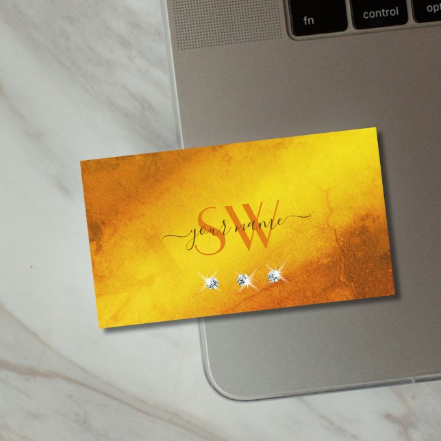 Carte De Visite Carreaux de marbre jaune orange étincelants Initia (Créateur téléchargé)