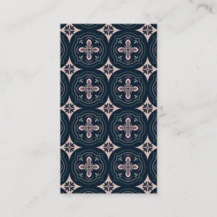 Carte De Visite carreaux géométriques floraux de couleur terreuse
