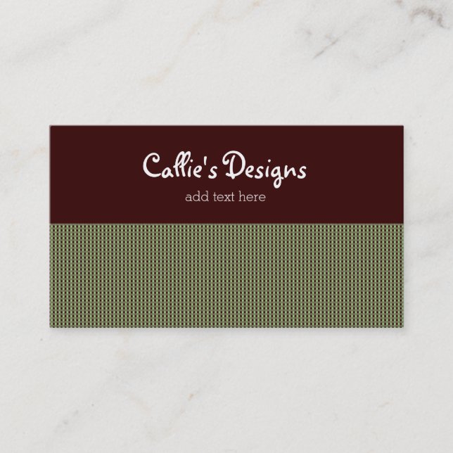 Carte De Visite Carreaux verts avec marron chocolat (Devant)