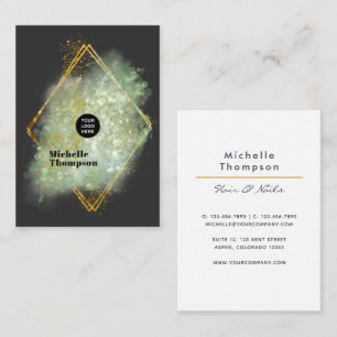 Carte de visite carrée Bokeh Noir et Or