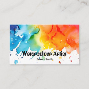 Carte de visite carrée en art abstrait aquarelle c