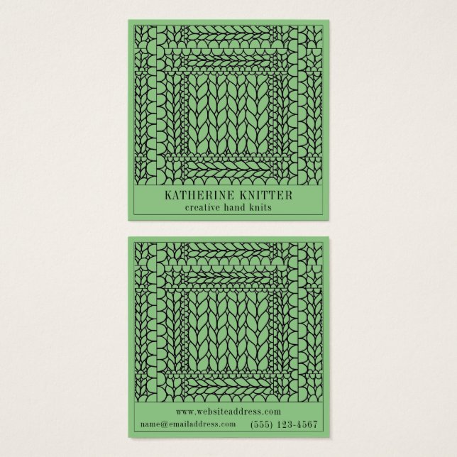 CARTE DE VISITE CARRÉE KNIT PURL SAGE (Devant & derrière)
