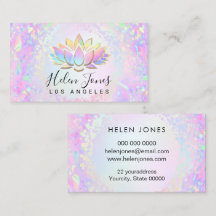 carte de visite carrée lotus couleurs pastel
