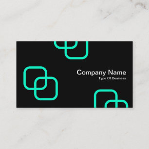 Carte De Visite Carrés bloqués - Turquoise sur Noir