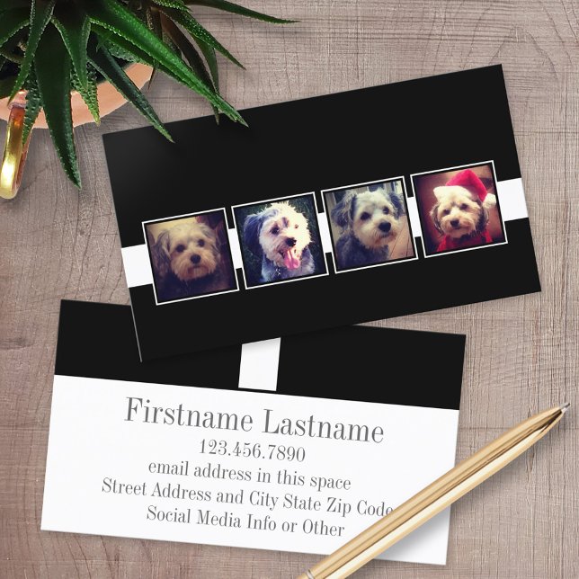 Carte De Visite Carrés de collection photo noir et blanc Personnal (Custom Printed Business Cards)