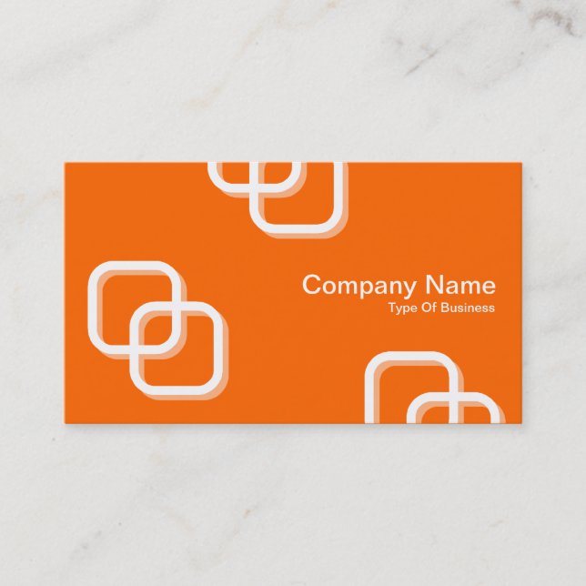 Carte De Visite Carrés entrelacés 3D - Blanc sur orange (Devant)