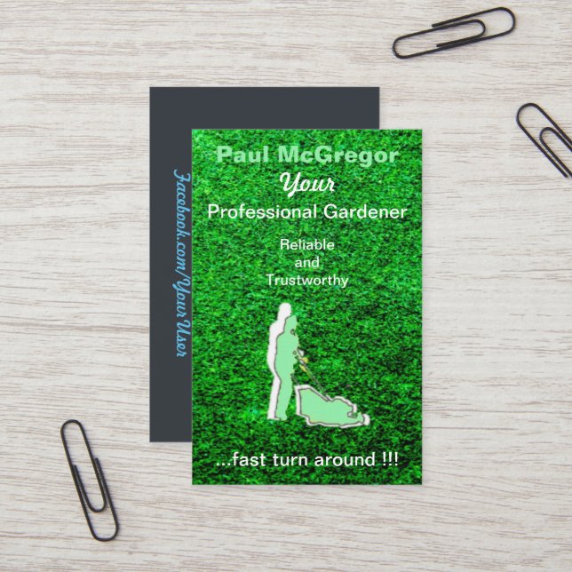 Carte De Visite Cartão De Visita Professional Gardening Services  (Devant/Arrière en situation)