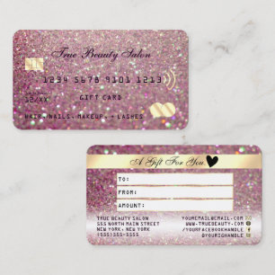 Carte De Visite Carte-cadeau Rose Pink Gold Parties scintillant