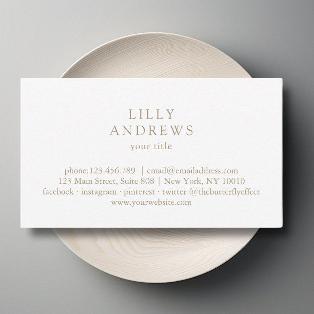 Carte de visite Carte de visite blanc minimal (Modern, simple business card, white & brown. Edit your product in minutes by adding your data. )