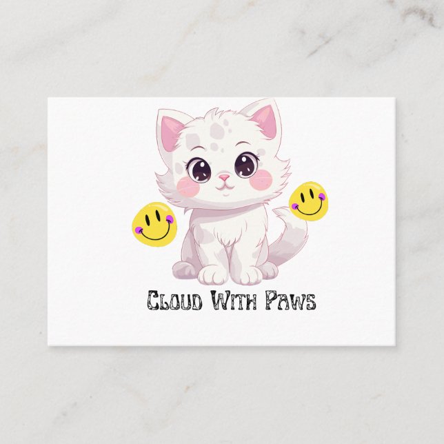 Carte De Visite "Carte de visite Cloud With Paws Mignon Chat Fluff (Devant)