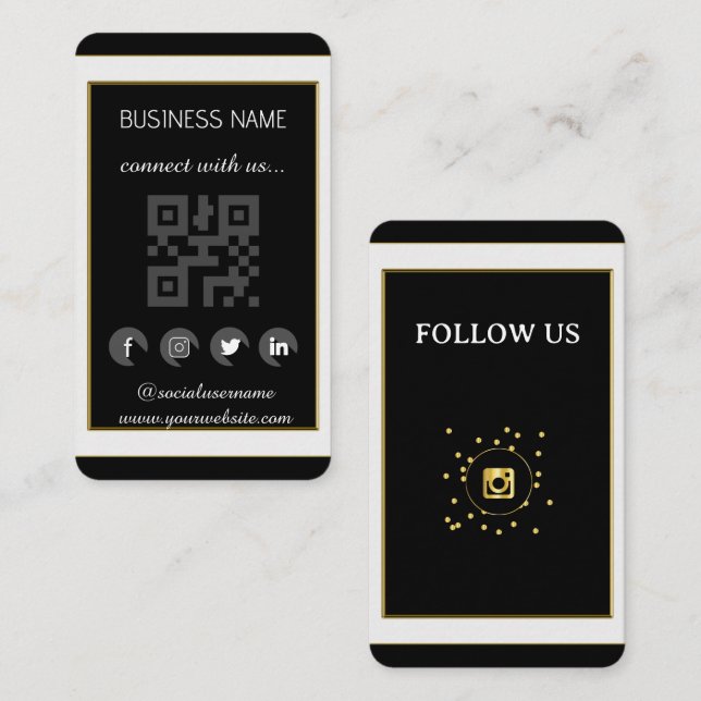 Carte De Visite -Carte de visite du code QR des médias sociaux (Devant / Derrière)