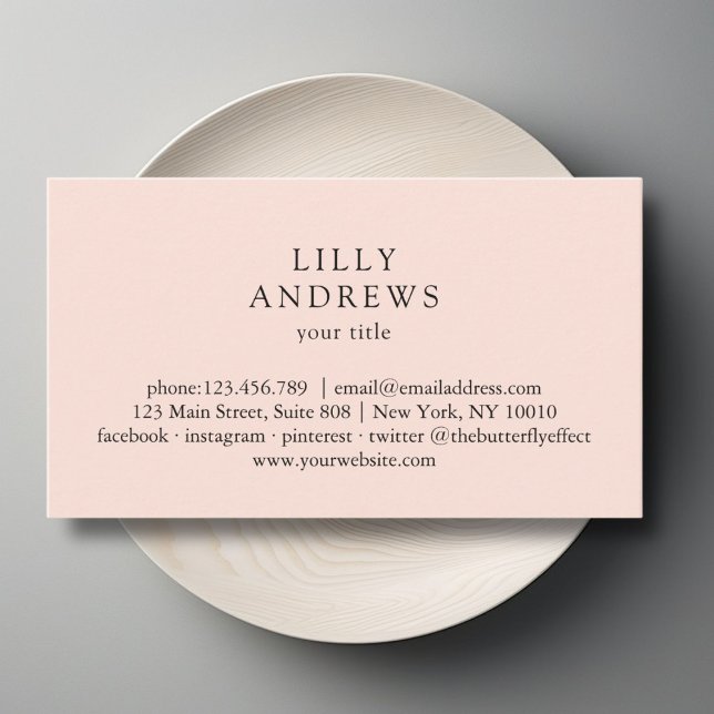 Carte de visite Carte de visite minimal de la plag (Peach Minimal Business Card Business Card)