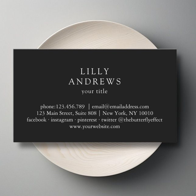 Carte de visite Carte de visite minimal noir et bl (Black & White Minimal Business Card Business Card)