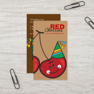 Carte De Visite Cartographier Fun & Red Cheeky Cherries Avec Casqu