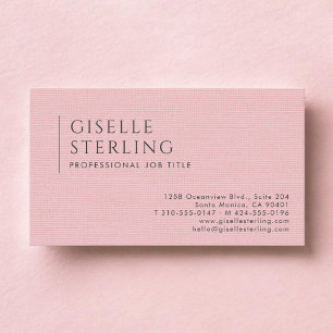 Carte De Visite Carton de visite Luxe Rose Pâle Lin Naturel