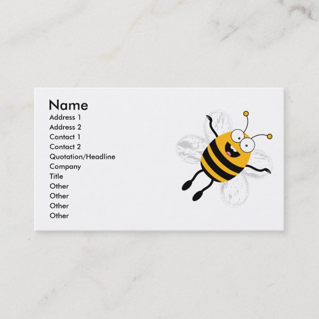 Carte De Visite Cartoon Bee (Devant)