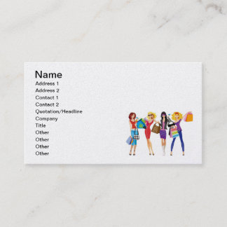 CARTE DE VISITE CARTOON SHOPPPING FILLES VECTEURS STYLE MODE S'AMU
