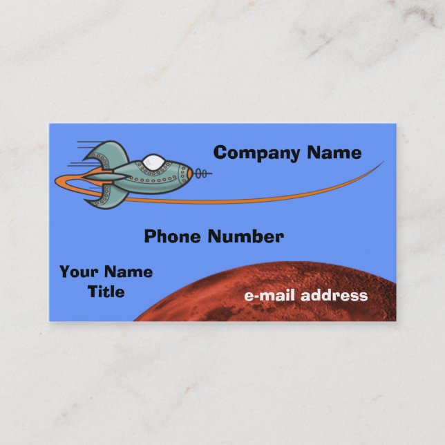 Carte De Visite Cartoon Space Ship Alien Planet (Devant)